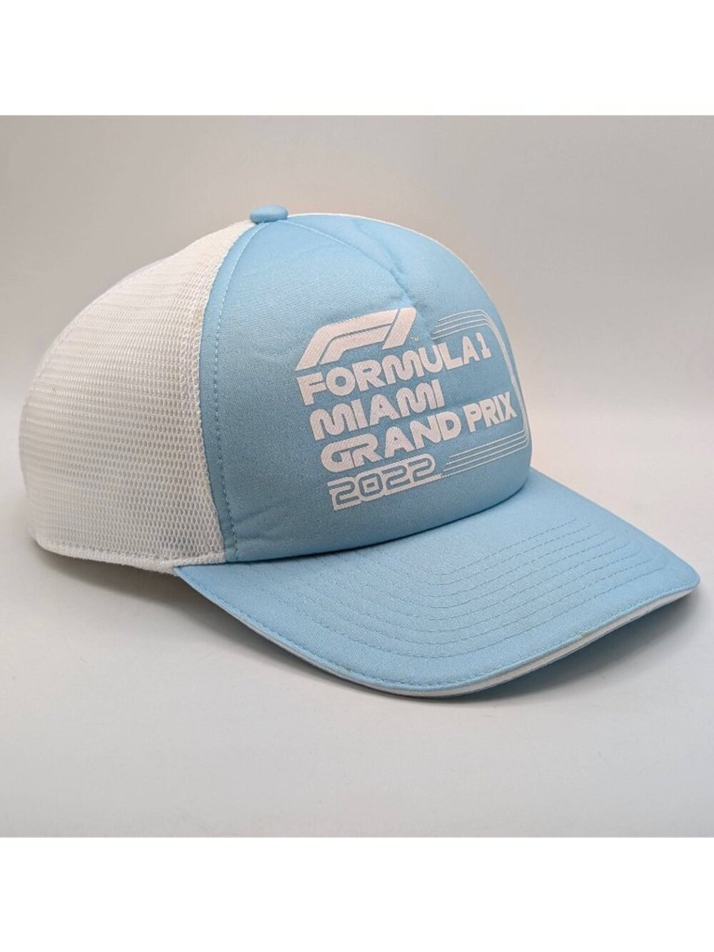 Formula 1 Hat Snapback Cap Light Blue White Mesh Miami Grand Prix 2022 Foam